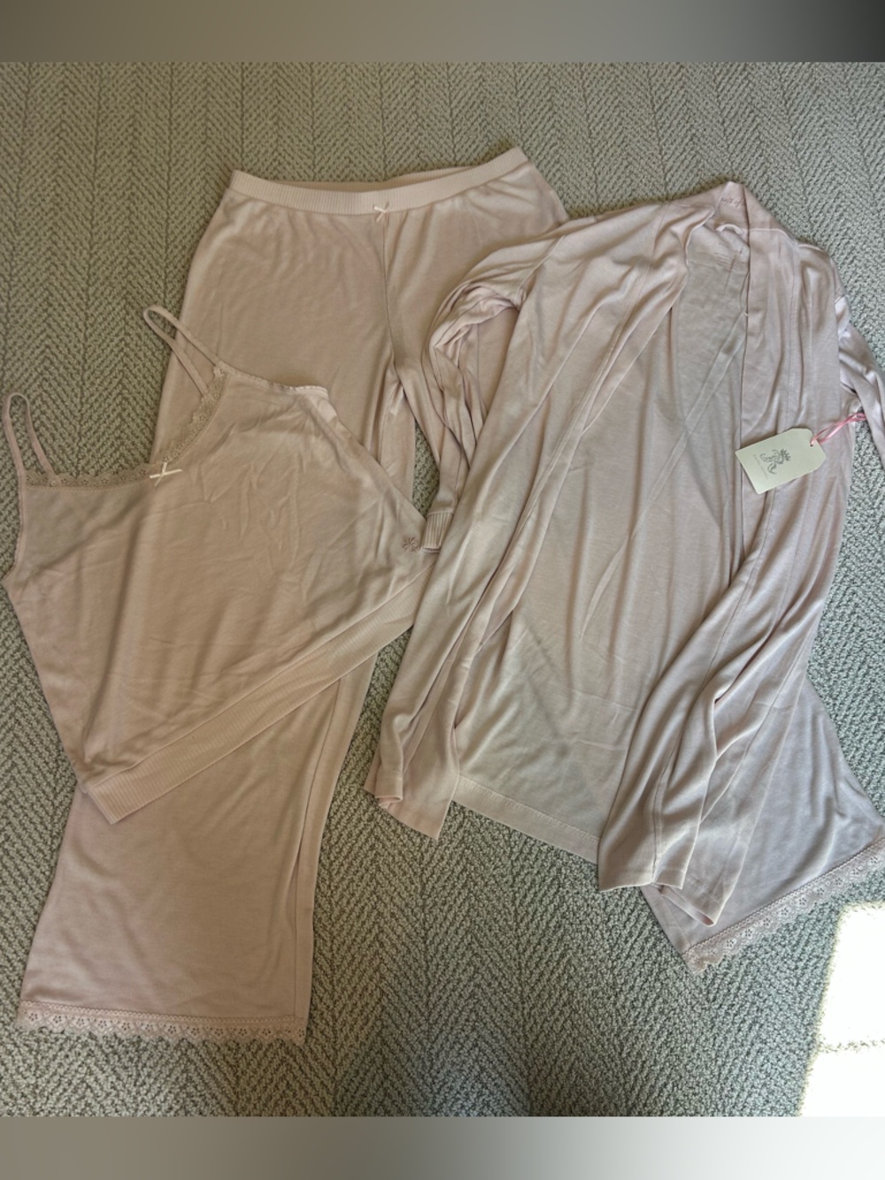 Soft Pink Sleepwear Set - Camisole, Tank & Robe